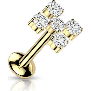 Titanium Labret squares zirconia Internally Threaded