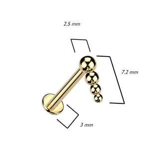 Titane Labret Billes Perlées Filetage Interne