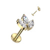Titanium Labret Leaf Zirconia Internally Threaded