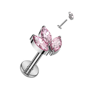 Titanium Labret Leaf Zirconia Internally Threaded