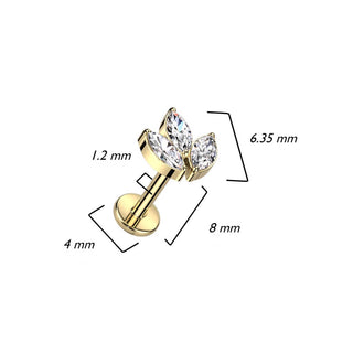 Titanium Labret Leaf Zirconia Internally Threaded