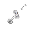 Titanium Labret Rectangle Zirconia Internally Threaded