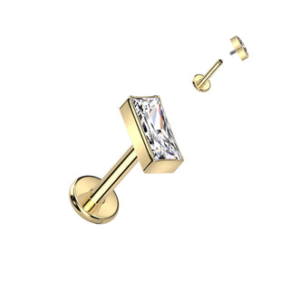 Titanium Labret Rectangle Zirconia Internally Threaded