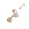 Titanium Labret Rectangle Zirconia Internally Threaded