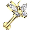 Titane Labret Papillon Zircone Filetage Interne