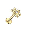 Titane Labret Flocon Zircone Filetage Interne