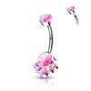 Titanium Belly Button Piercing Opal Silver Internally Threaded