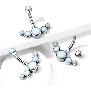 Titanium Belly Button Piercing 5 Opal Silver Internally Threaded