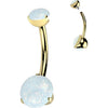 Titanium Belly Button Piercing Opal Dimple setting Internally Threaded