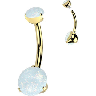 Titanium Belly Button Piercing Opal Dimple setting Internally Threaded