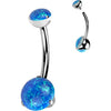 Titanium Belly Button Piercing Opal Dimple setting Internally Threaded