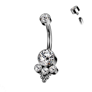 Titanio Piercing ombligo Ópalo Circonita plata Rosca interna