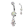 Titanium Belly Button Piercing Zirconia dangle Silver Internally Threaded