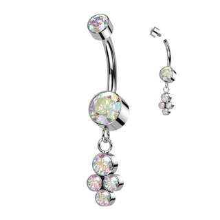 Titanium Belly Button Piercing Zirconia dangle Silver Internally Threaded