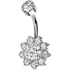 Titanium Belly Button Piercing flower zirconia Internally Threaded