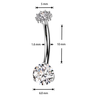 Titanium Belly Button Piercing flower zirconia Internally Threaded