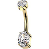 Titanium Belly Button Piercing 2 zirconia prong setting Internally Threaded