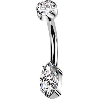 Titanium Belly Button Piercing round zirconia marquise cut zirconia Internally Threaded