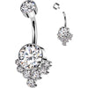 Titane Piercing Nombril zircone groupe Filetage Interne