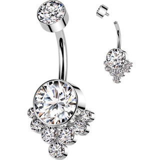 Titane Piercing Nombril zircone groupe Filetage Interne