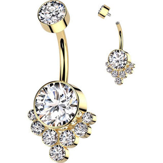 Titane Piercing Nombril zircone groupe Filetage Interne