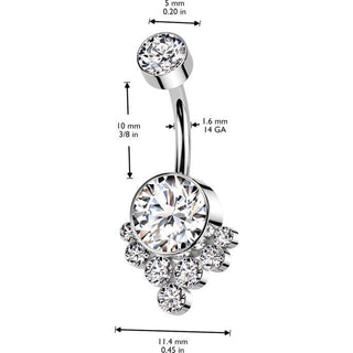Titane Piercing Nombril zircone groupe Filetage Interne