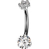 Titanium Belly Button Piercing flower zirconia Internally Threaded