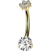 Titanium Belly Button Piercing flower zirconia Internally Threaded