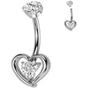 Titane Piercing Nombril cœur zircone Filetage Interne