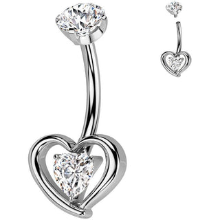 Titane Piercing Nombril cœur zircone Filetage Interne