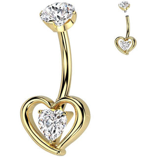 Titane Piercing Nombril cœur zircone Filetage Interne