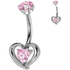 Titane Piercing Nombril cœur zircone Filetage Interne