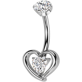 Titane Piercing Nombril cœur zircone Filetage Interne