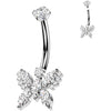 Titane Piercing Nombril papillon zircone Filetage Interne