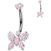 Titane Piercing Nombril papillon zircone Filetage Interne