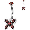 Titane Piercing Nombril papillon zircone Filetage Interne