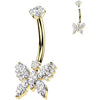 Titane Piercing Nombril papillon zircone Filetage Interne