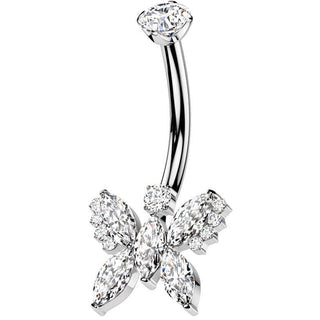 Titane Piercing Nombril papillon zircone Filetage Interne