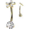 Titane Piercing Nombril fleur zircone Filetage Interne