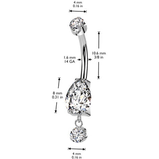 Titane Piercing Nombril pendentif en zircone Filetage Interne