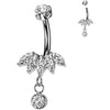 Titane Piercing Nombril pendentif en zircon fan coupé en marquise Filetage Interne