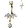 Titane Piercing Nombril pendentif en zircon fan coupé en marquise Filetage Interne