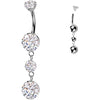 Titanium Belly Button Piercing dangle zirconias Internally Threaded