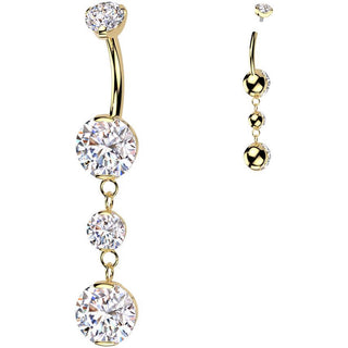 Titanium Belly Button Piercing dangle zirconias Internally Threaded