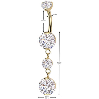 Titanium Belly Button Piercing dangle zirconias Internally Threaded
