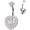 Titane Piercing Nombril cœur zircone Filetage Interne