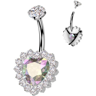 Titane Piercing Nombril cœur zircone Filetage Interne