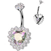 Titanium Belly Button Piercing heart zirconia Internally Threaded