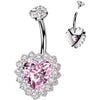Titane Piercing Nombril cœur zircone Filetage Interne