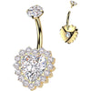 Titane Piercing Nombril cœur zircone Filetage Interne